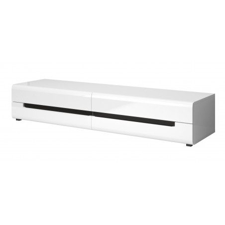 Meuble TV 2 tiroirs, couleur blanc et noir, Gamme TOREK