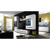 Meuble TV 2 tiroirs, couleur blanc et noir, Gamme TOREK