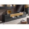 Meuble TV 2 portes 4 tiroirs et 2 niches, couleur gris et chêne, Gamme Dole b
