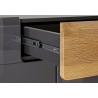 Meuble TV 2 portes 4 tiroirs et 2 niches, couleur gris et chêne, Gamme Dole b