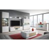 Meubles TV 2 portes 2 tiroirs et 1 niches, couleur blanc et chêne, Gamme Dole