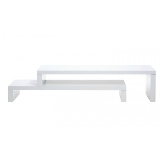 Meuble tv modulable blanc, double plateau, Gamme cliff