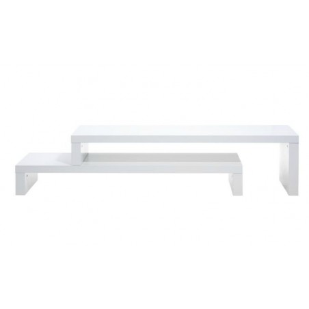 Meuble tv modulable blanc, double plateau, Gamme cliff