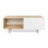 Meuble tv avec porte coulissante, finition blanc et chêne, Gamme cruz