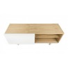 Meuble tv avec porte coulissante, finition blanc et chêne, Gamme cruz