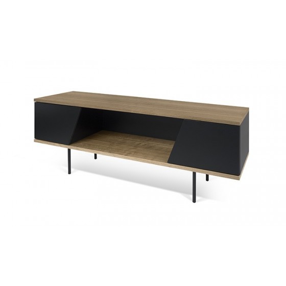 Meuble tv tendance, 2 portes, noyer et noir, Gamme dixie