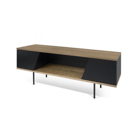 Meuble tv tendance, 2 portes, noyer et noir, Gamme dixie