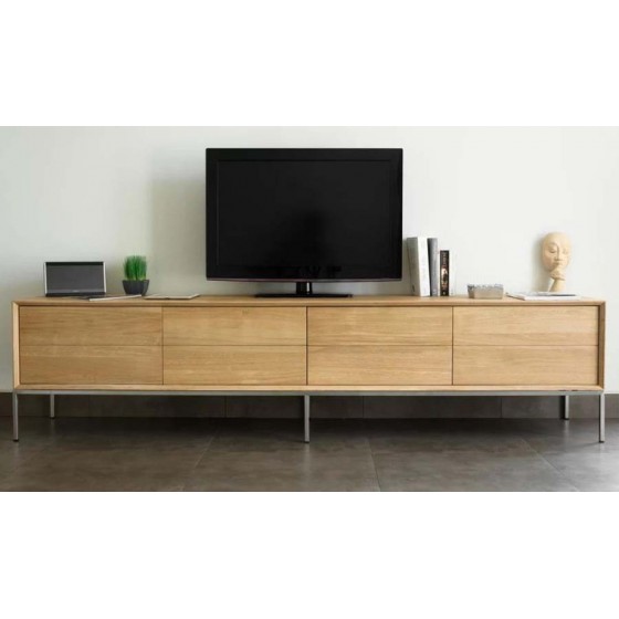 Meuble tv en chêne, 3 tiroirs, 1 porte, Gamme milan