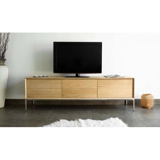 Meuble tv en chêne, 2 tiroirs, 1 porte, Gamme milan