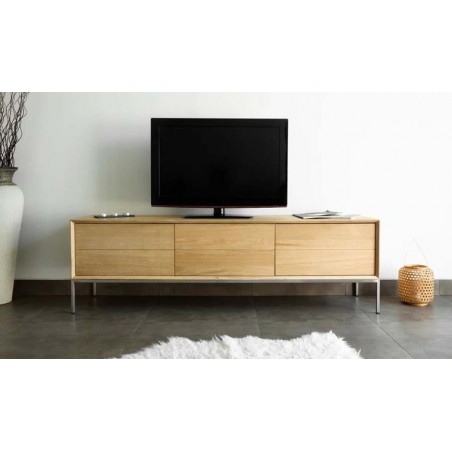 Meuble tv en chêne, 2 tiroirs, 1 porte, Gamme milan