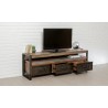 Meuble tv en teck recyclé, 1 niche, 3 tiroirs, Gamme atelier