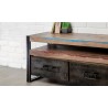 Meuble tv en teck recyclé, 1 niche, 4 tiroirs, Gamme atelier