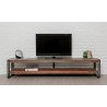 Meuble tv en teck recyclé, double plateau, Gamme atelier