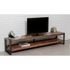 Meuble tv en teck recyclé, double plateau, Gamme atelier
