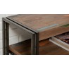 Meuble tv en teck recyclé, double plateau, Gamme atelier