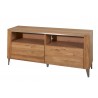 Meubles TV, 1 tiroir et 2 niches, pieds et insert en métal, couleur chêne miel , Gamme LATINA