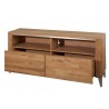 Meubles TV, 1 tiroir et 2 niches, pieds et insert en métal, couleur chêne miel , Gamme LATINA