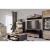 Meubles TV 1 tiroirs et 2 niches, 120 cm, couleur noir et bois, Gamme ARIZONA