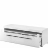 Meubles TV, 160 cm de longueur, 2 niches et 1 tiroir, couleur blanc et noir, Gamme TutaBlanc
