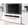 Meubles TV, 140 cm de longueur, 2 niches et 1 tiroir, couleur blanc et noir, Gamme TutaBlanc