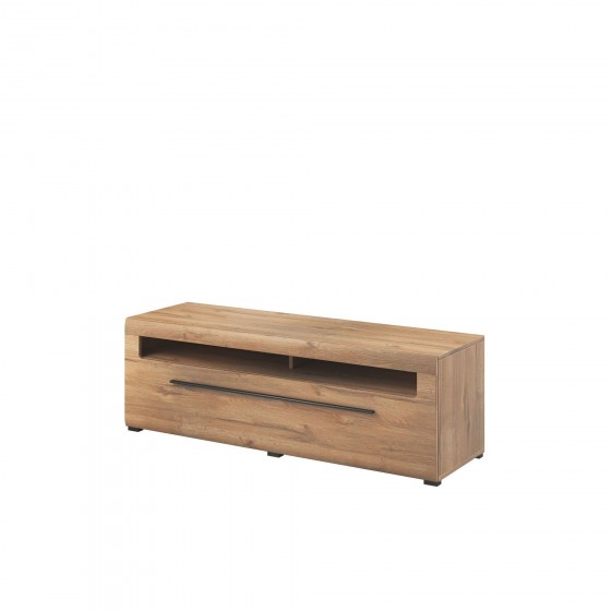 Meubles TV, 140 cm de longueur, 2 niches et 1 tiroir, couleur chêne, Gamme TutaBois