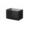 Meubles TV, 80 cm de longeur, 2 tiroirs, couleur verre noir / noir, Gamme LioNoir