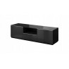 Meubles TV, 180 cm de longeur, 5 tiroirs et 1 niche, couleur verre noir / noir, Gamme LioNoir