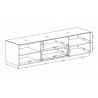 Meubles TV, 180 cm de longeur, 5 tiroirs et 1 niche, couleur verre noir / noir, Gamme LioNoir
