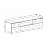 Meubles TV, 180 cm de longeur, 5 tiroirs et 1 niche, couleur verre noir / noir, Gamme LioNoir