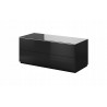 Meubles TV, 120 cm de longeur, 2 tiroirs, couleur verre noir / noir, Gamme LioNoir