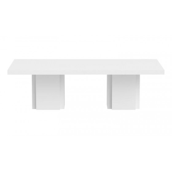 Table à manger rectangulaire design 262x130 cm, blanc brillant, Gamme dusk