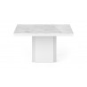 Table à manger design 130x130 cm, plateau en marbe, finition blanc, Gamme dusk