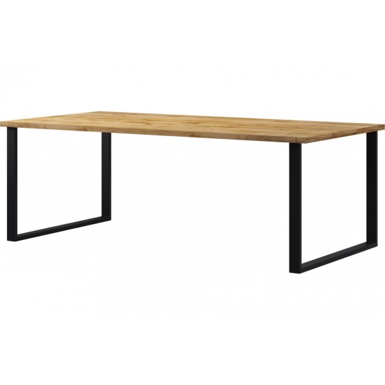 Table à manger design 200 cm,  couleur chêne et métal noir, Gamme Alls