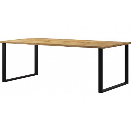 Table à manger design 200 cm,  couleur chêne et métal noir, Gamme Alls