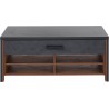 Table basse 107 cm de longueur, 1 tiroir 4 niches, couleur noir et bois, Gamme Buffo