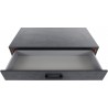 Table basse 107 cm de longueur, 1 tiroir 4 niches, couleur noir et bois, Gamme Buffo
