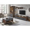 Table basse 107 cm de longueur, 1 tiroir 4 niches, couleur noir et bois, Gamme Buffo
