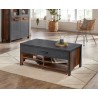 Table basse 107 cm de longueur, 1 tiroir 4 niches, couleur noir et bois, Gamme Buffo
