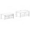 Table basse 107 cm de longueur, 1 tiroir 4 niches, couleur noir et bois, Gamme Buffo