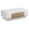Table basse 110 cm de longueur, couleur blanc et chêne, Gamme Dole