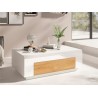 Table basse 110 cm de longueur, couleur blanc et chêne, Gamme Dole