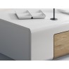 Table basse 110 cm de longueur, couleur blanc et chêne, Gamme Dole