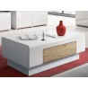 Table basse 110 cm de longueur, couleur blanc et chêne, Gamme Dole