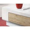 Table basse 110 cm de longueur, couleur blanc et chêne, Gamme Dole