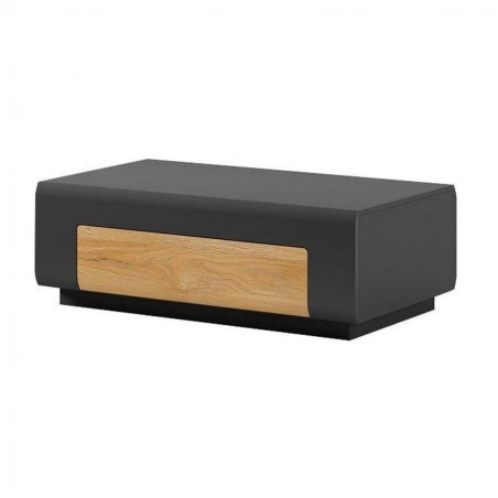 Table basse 110 cm de longueur, couleur gris et chêne, Gamme Doleb