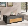 Table basse 110 cm de longueur, couleur gris et chêne, Gamme Doleb