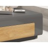 Table basse 110 cm de longueur, couleur gris et chêne, Gamme Doleb