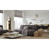 Table basse design carré 90x90, blanc et chêne, Gamme slate