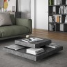 Table basse design carré 90x90, effet béton et noir, Gamme slate