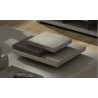 Table basse design carré 90x90, effet béton et noir, Gamme slate